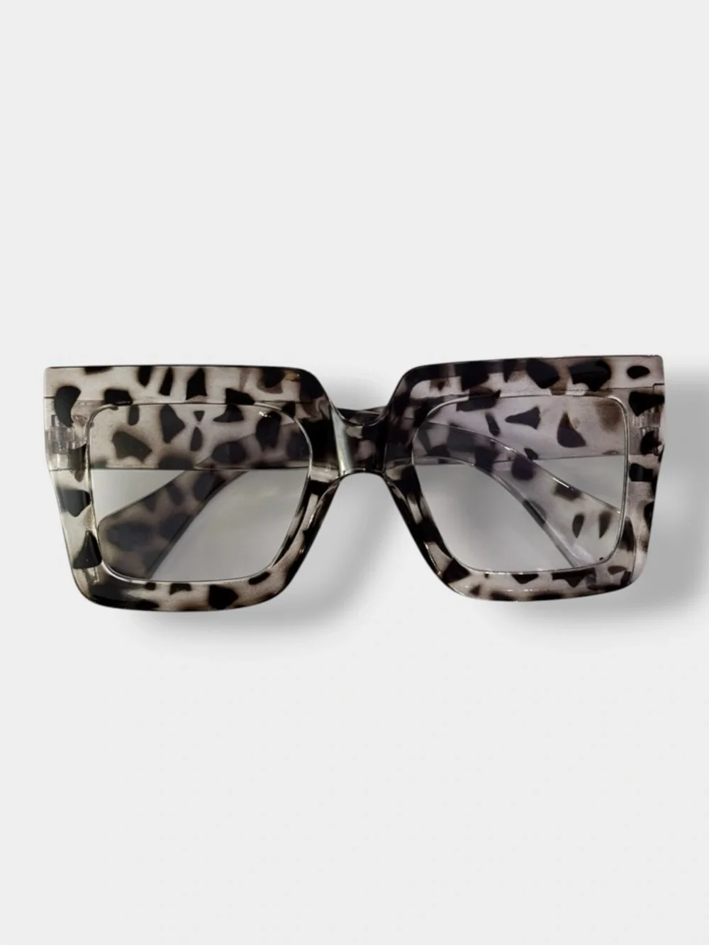 Oversized Square Sunglasses - Choice of Black, Clear, Leopard or Yellow/Blk - Picture 6 of 7